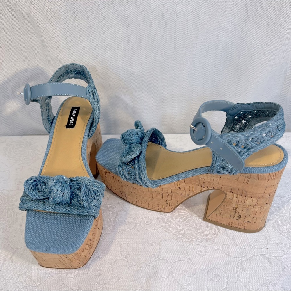 Nine West Blue Platform Sandals